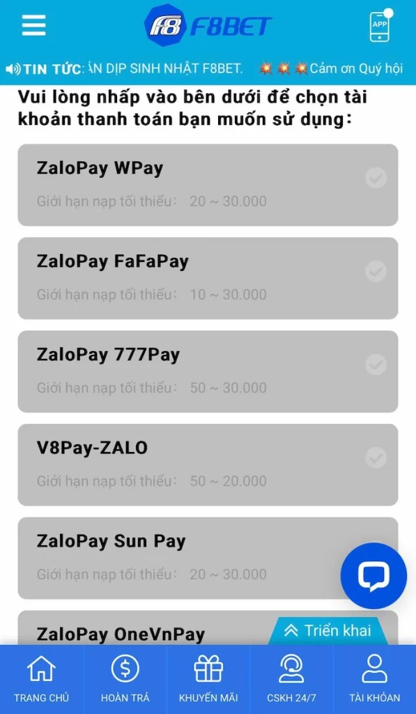 Hướng Dẫn Nạp Tiền ZaloPay